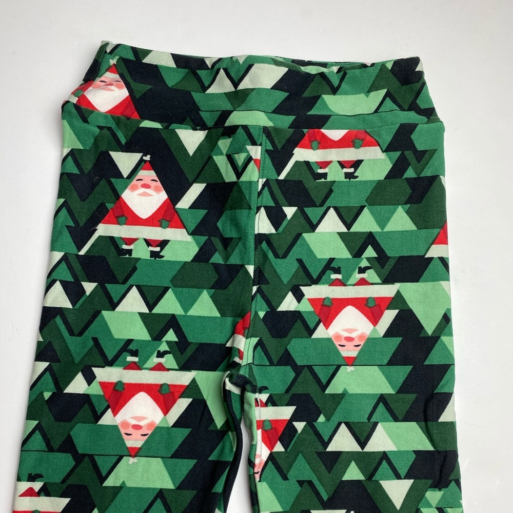 LuLaRoe KIDS L/XL Holiday Leggings Triangle Santa - Picture 4 of 8